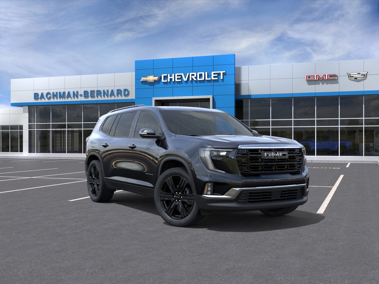 2026 GMC Acadia Elevation in Ebony Twilight Metallic — front three-quarter view