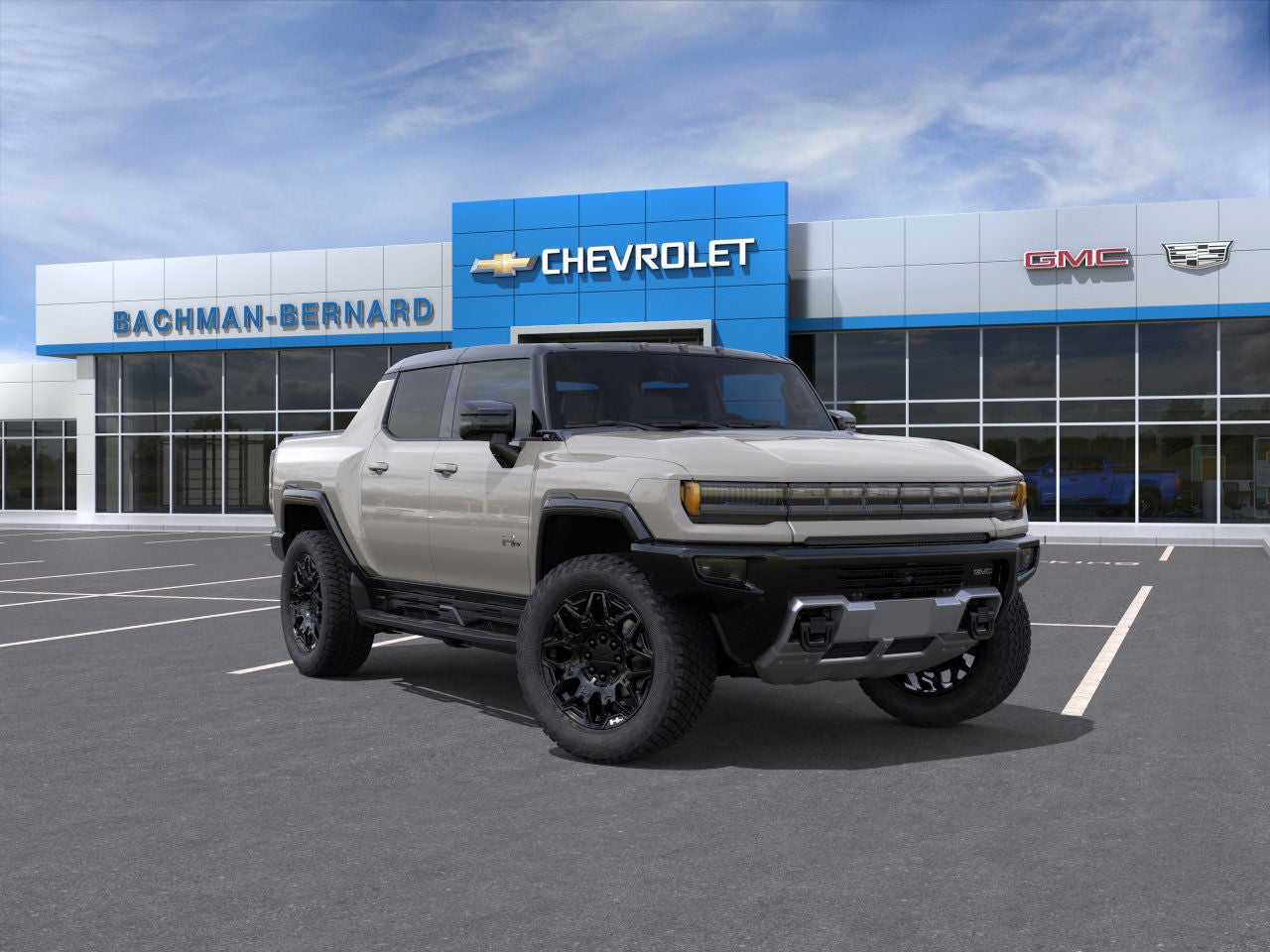 2026 GMC HUMMER EV Pickup 2X in Coastal Dune — front three-quarter view