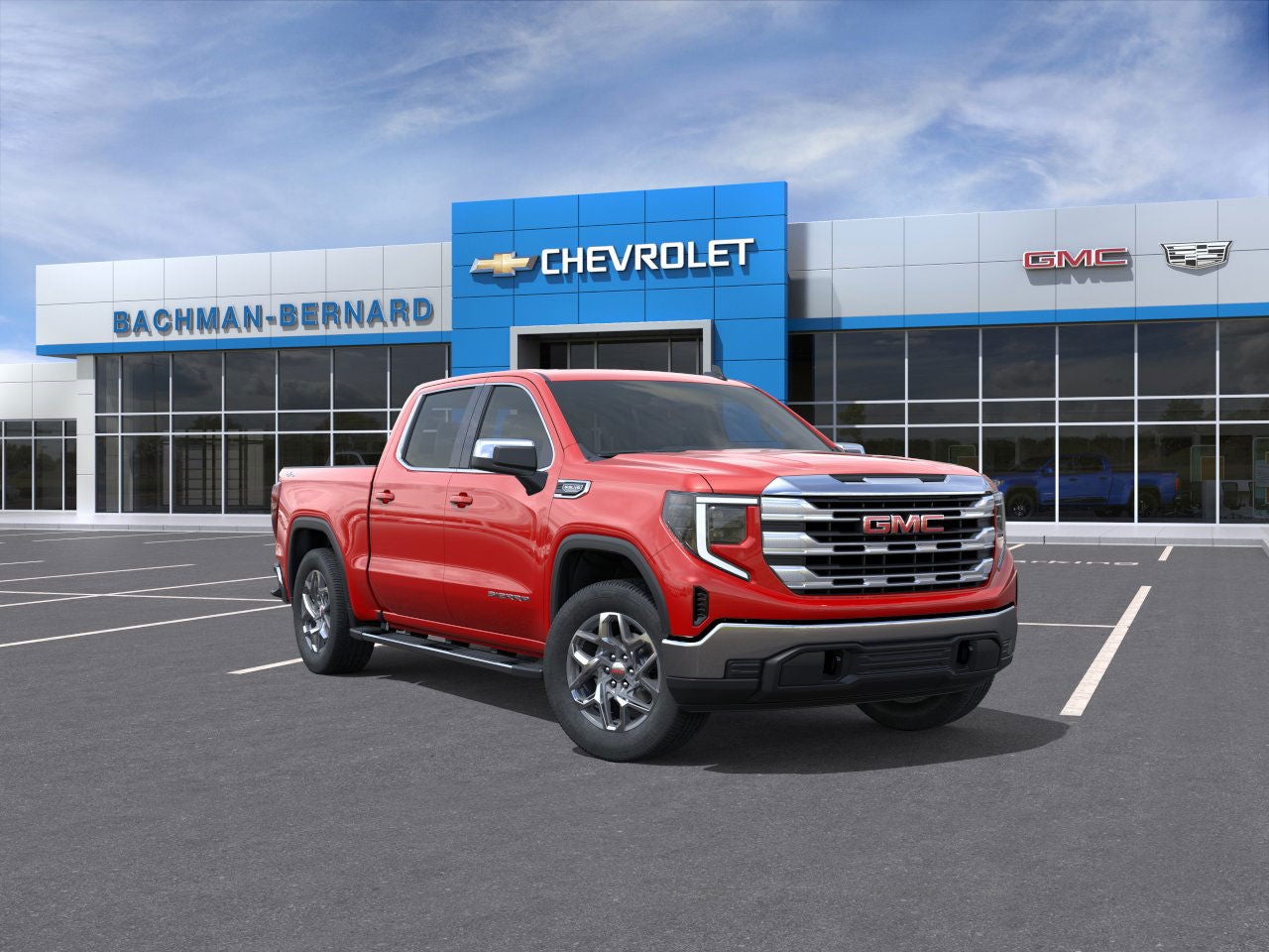 2026 GMC Sierra 1500 SLE in Cardinal Red — front three-quarter view